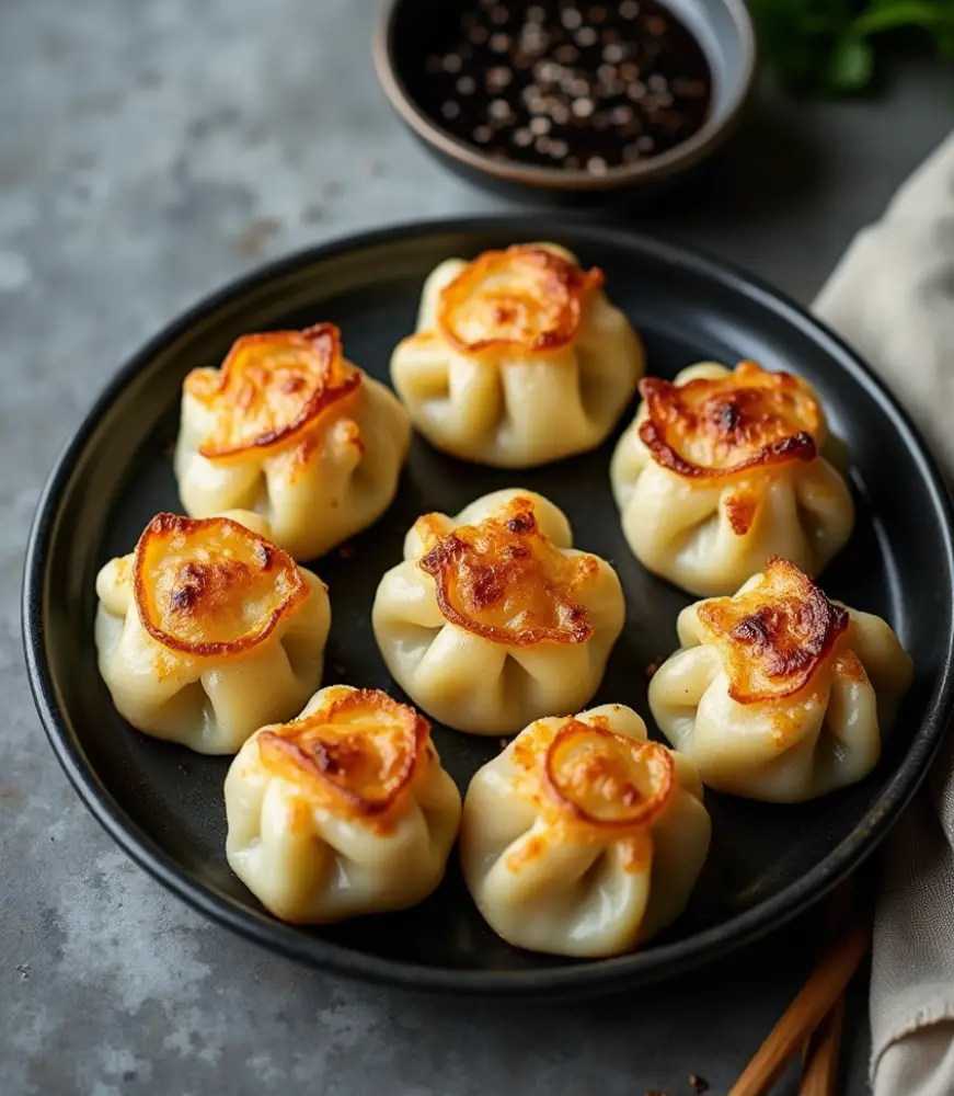 Gyozas de la huerta con salsa de soja cítrica