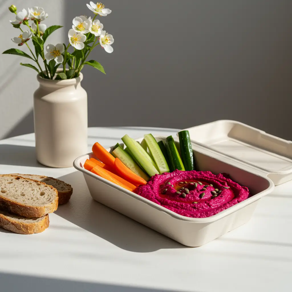 Hummus de remolacha con crudités